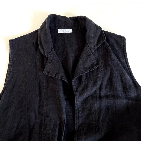 Bryan Walker women’s linen long line open cardigan vest jacket - Picture 2 of 7